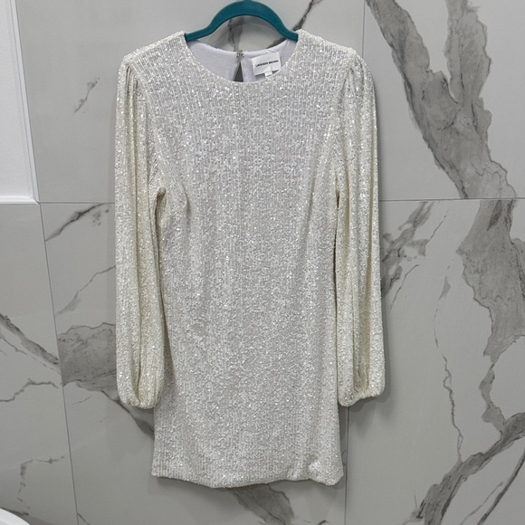 Lavender Brown White Sequin Mini Dress - Picture 1 of 8